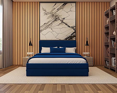 Pat tapitat Mara, 160x200 cm, Albastru [1]