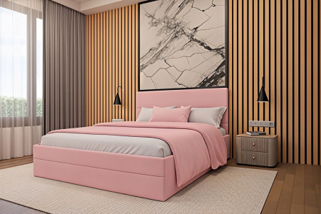 Pat tapitat Mara, 160x200 cm, Roz [1]