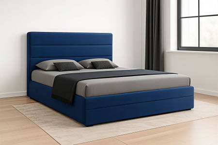 Pat tapitat Mara, 160x200 cm, Albastru