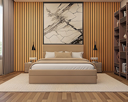 Pat tapitat Mara, 160x200 cm, Bej [1]