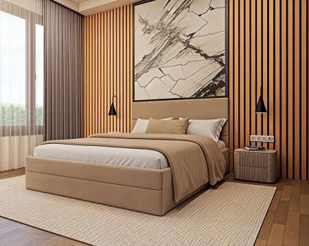 Pat tapitat Mara, 160x200 cm, Bej [2]