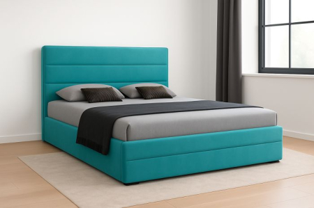 Pat tapitat Mara, 160x200 cm, Turcoaz