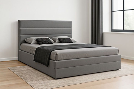 Pat tapitat Mara, 180x200 cm, Gri deschis