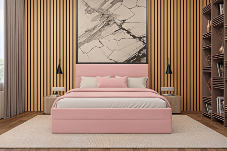 Pat tapitat Mara, 180x200 cm, Roz [2]