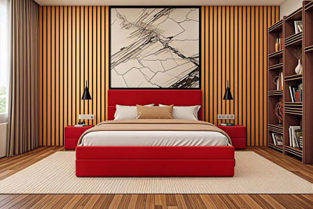 Pat tapitat Mara, 180x200 cm, Rosu [2]