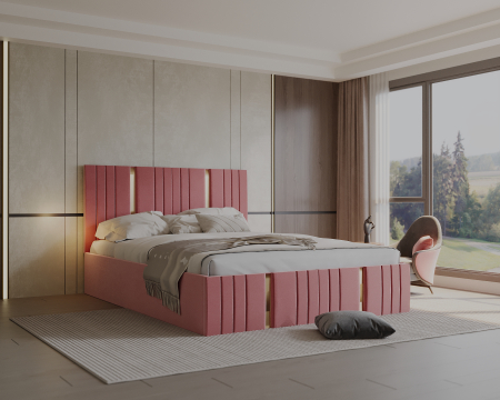 Pat tapitat Sebastian, 140x200 cm, Roz