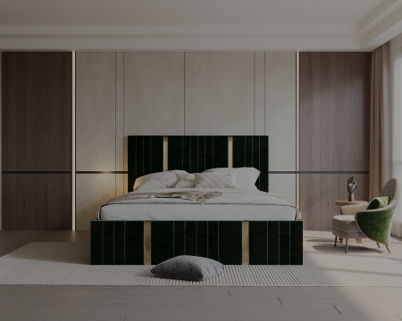 Pat tapitat Sebastian, 140x200 cm, Verde [2]