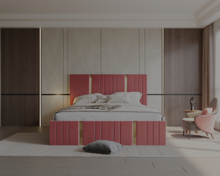 Pat tapitat Sebastian, 140x200 cm, Roz [3]