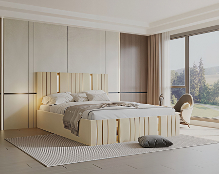 Pat tapitat Sebastian, 140x200 cm, Crem