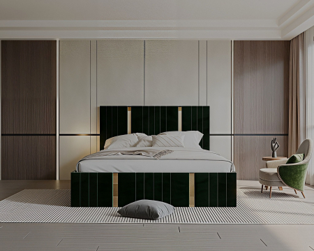 Pat tapitat Sebastian, 160x200 cm, Verde [1]