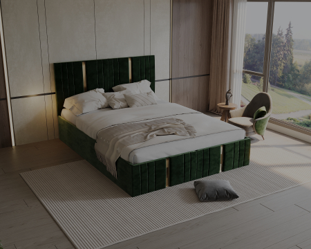 Pat tapitat Sebastian, 160x200 cm, Verde [3]