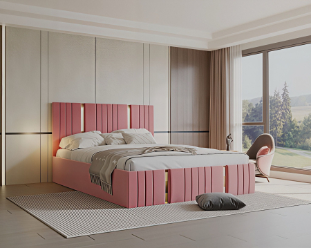 Pat tapitat Sebastian, 180x200 cm, Roz