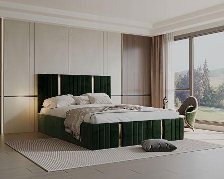 Pat tapitat Sebastian, 180x200 cm, Verde