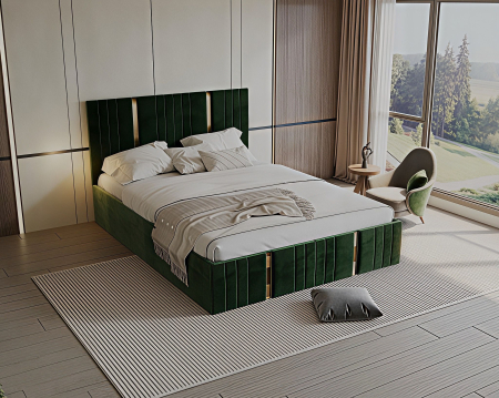 Pat tapitat Sebastian, 180x200 cm, Verde [1]