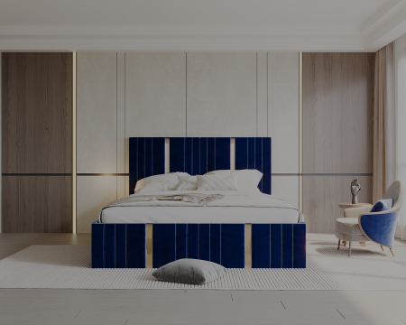 Pat tapitat Sebastian cu saltea , 160x200 cm, Albastru [3]