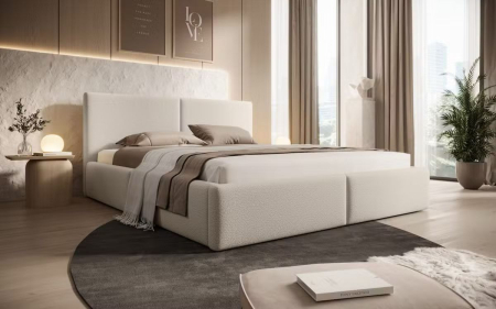 PATURI FARA SALTEA - Pat tapitat Vela Soft, 160x200 cm, Crem