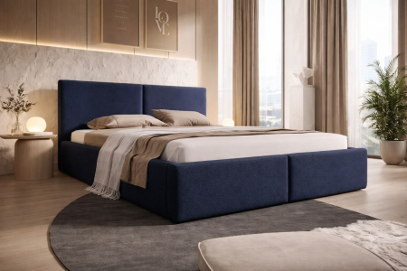 Pat tapitat Vela Soft, 180x200 cm, Albastru