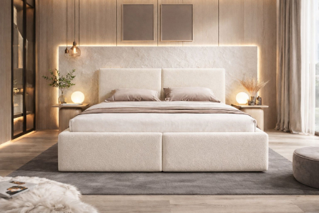 Pat Vela Soft, 140x200 cm, Crem, cu Somiera Rabatabila [3]