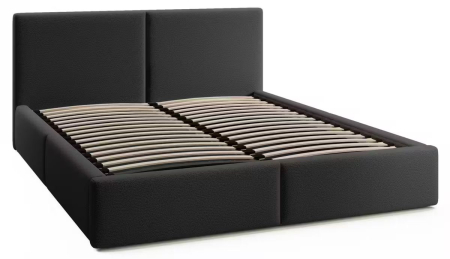 PATURI CU SOMIERA RABATABILA - Pat Vela Soft, 140x200 cm, Negru, cu Somiera Rabatabila