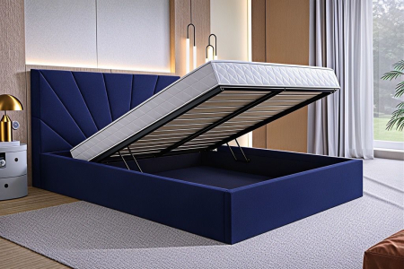 Pat Cami, 180x200 cm, Albastru, cu Somiera Rabatabila [1]