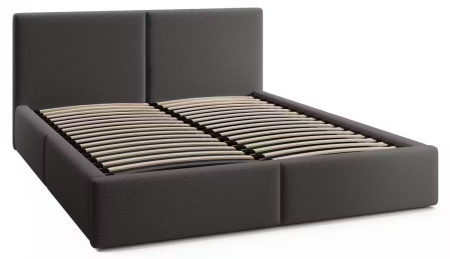 PATURI CU SOMIERA RABATABILA - Pat Vela Soft, 180x200 cm, Gri inchis, cu Somiera Rabatabila