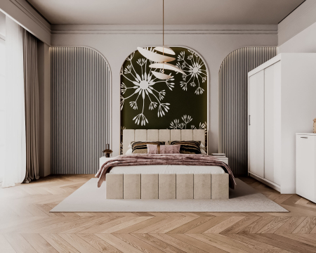 Set Dormitor Alex, 160x200cm, Crem + Alb, Pal 18 mm [1]