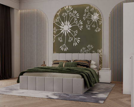 Set Dormitor Alex, 160x200cm, Gri deschis + Alb, Pal 18 mm [2]