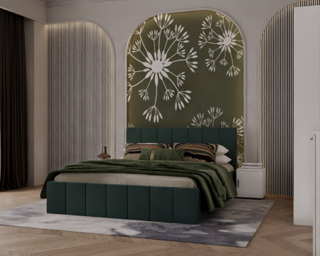 Set Dormitor Alex, 160x200cm, Verde + Alb, Pal 18 mm [3]