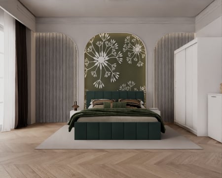 Set Dormitor Alex, 160x200cm, Verde+ Alb, Pal 18 mm [2]