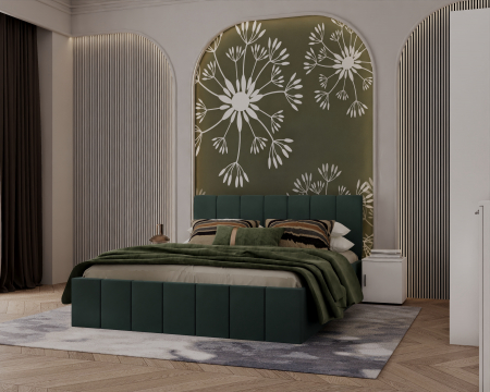 Set Dormitor Alex cu oglinda, 160x200cm, Verde + Alb, Pal 18 mm [3]