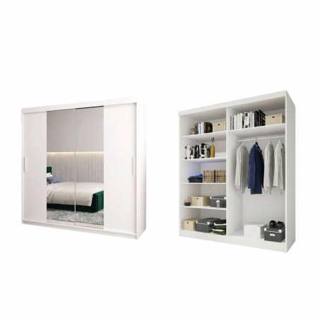 Set Dormitor Alex cu oglinda, 160x200cm, Verde + Alb, Pal 18 mm [5]