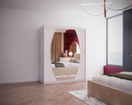 Set Dormitor Cami, Pat 140x200cm, Crem + Alb, Pal 18 mm [1]