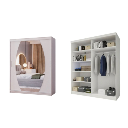 Set Dormitor Cami, Pat 140x200cm, Gri deschis+ Alb, Pal 18 mm [5]