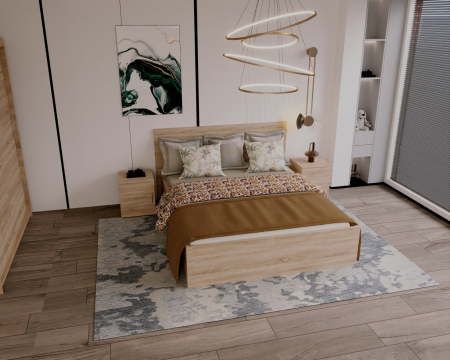 Set Dormitor Elis, 160x200cm, Stejar Sonoma, Pal 18 mm [1]