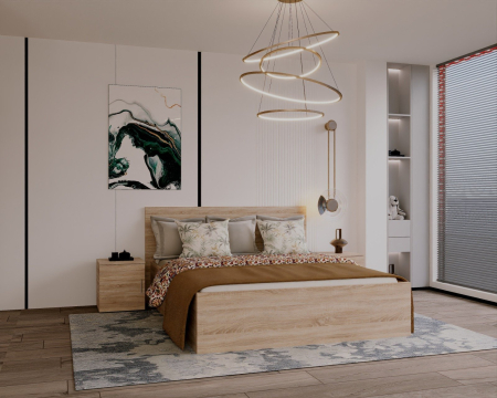 Set Dormitor Elis, 180x200cm, Sonoma, Pal 18 mm [2]