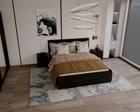 Set Dormitor Elis cu oglinda, 160x200cm, Wenge, Pal 18 mm [2]