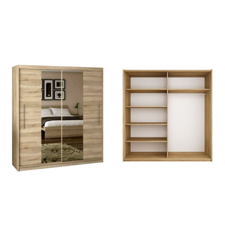 Set Dormitor Elis cu oglinda, 180x200cm, Stejar Sonoma Pal 18 mm [5]