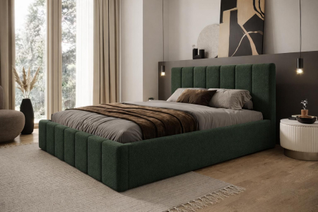 Set Dormitor Karla + somiera rabatabila, Pat 160x200 cm, Verde + Alb [13]