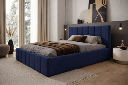 Set Dormitor Karla + somiera rabatabila, Pat 160x200 cm, Albastru + Alb [12]