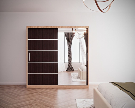 Set Dormitor Melissa, Pat Cami Crem 140x200cm, DR. Sebastian Sonoma & Wenge, Pal 18 mm [3]