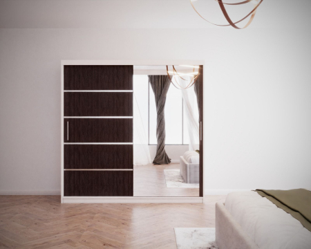 Set Dormitor Melissa, Pat Cami Gri deschis 140x200cm, DR. Sebastian Alb & Wenge, Pal 18 mm [3]