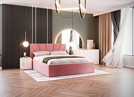 Set Dormitor Melissa, Pat Cami Roz 140x200cm, DR. Sebastian Sonoma+ Alb, Pal 18 mm [1]