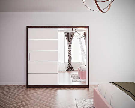 Set Dormitor Melissa, Pat Cami Roz 140x200cm, DR. Sebastian Wenge & Alb, Pal 18 mm [4]