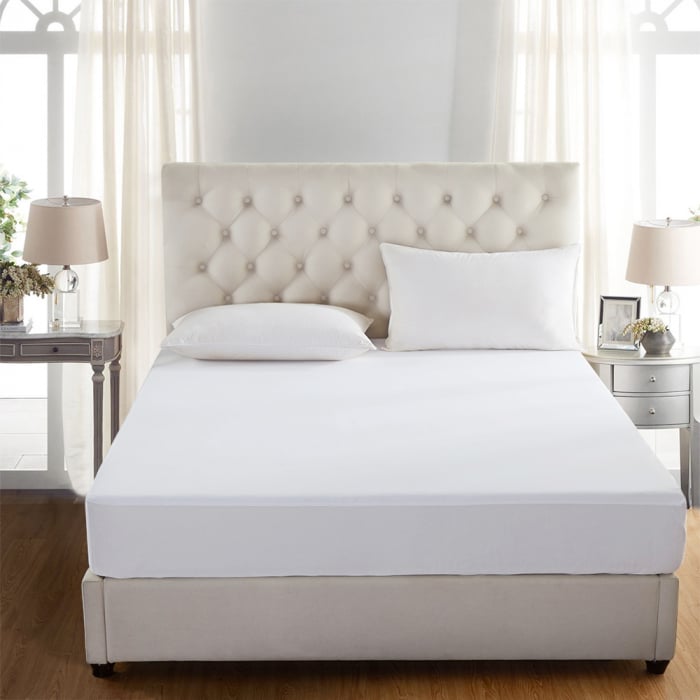 Cearceaf de pat cu elastic, bumbac natural 100%, alb [6]