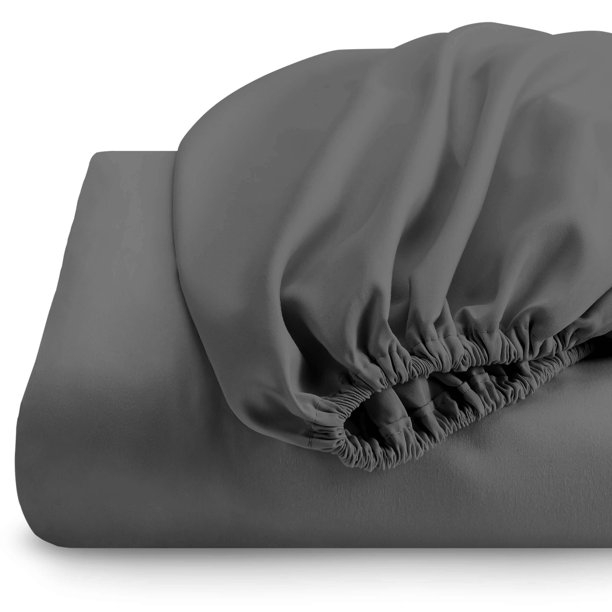 Cearceaf de pat cu elastic, bumbac natural 100%, gri [8]