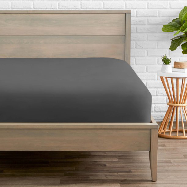 Cearceaf de pat cu elastic, bumbac natural 100%, gri [6]