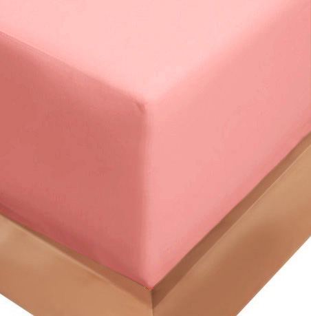 Cearceaf de pat cu elastic, bumbac natural 100%, roz pal [5]