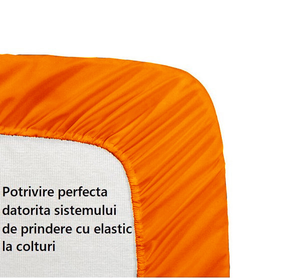 Cearceaf de pat cu elastic, bumbac natural 100%, portocaliu [1]