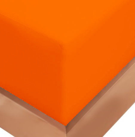 Cearceaf de pat cu elastic, bumbac natural 100%, portocaliu [3]