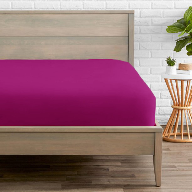 Cearceaf de pat cu elastic, bumbac natural 100%, mov [5]